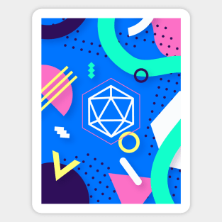 Polyhedral Dice Set Memphis Design Neon Blue Tabletop RPG Sticker